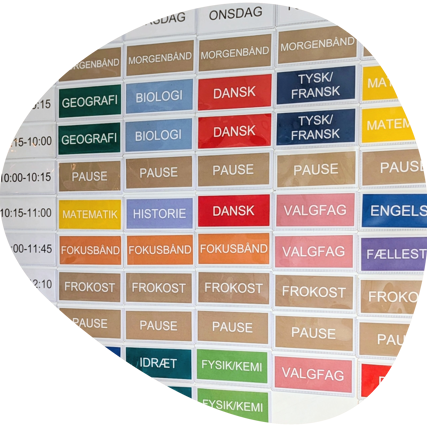 Skoleskema for elever på Basen Nord 1.